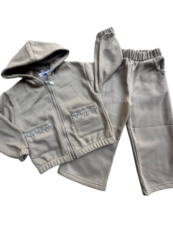 Conjunto de Fato de Treino Infantil com Capuz e Detalhes Brilhantes