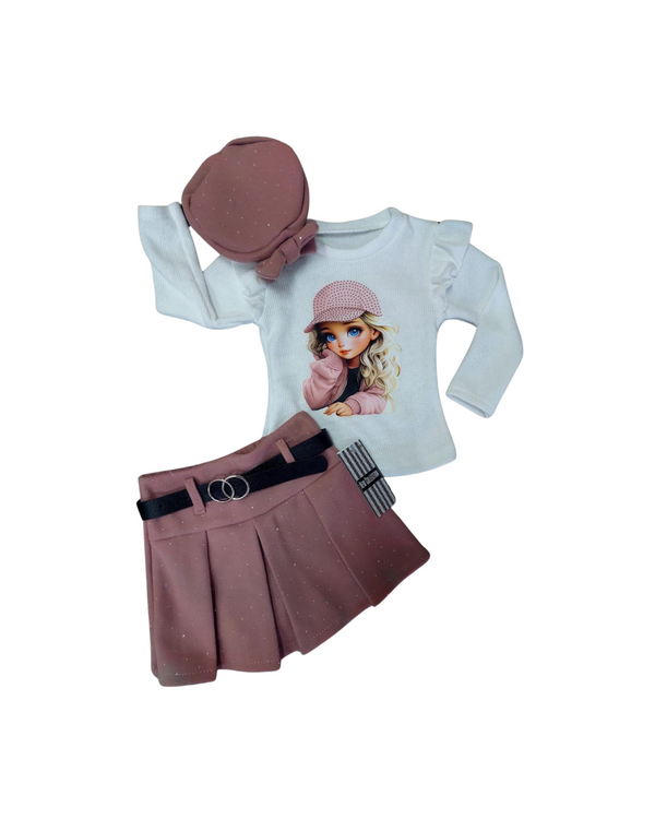 Conjunto de bebé com chapéu e cinto